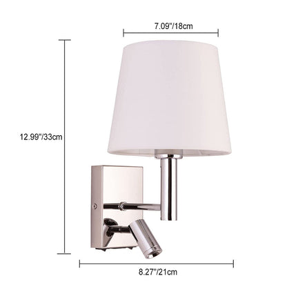 Modern Minimalist Round Trapezoidal Iron Fabric 1-Light Wall Sconce Lamp For Living Room