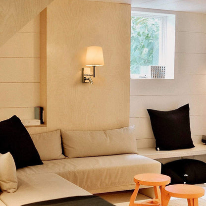 Modern Minimalist Round Trapezoidal Iron Fabric 1-Light Wall Sconce Lamp For Living Room