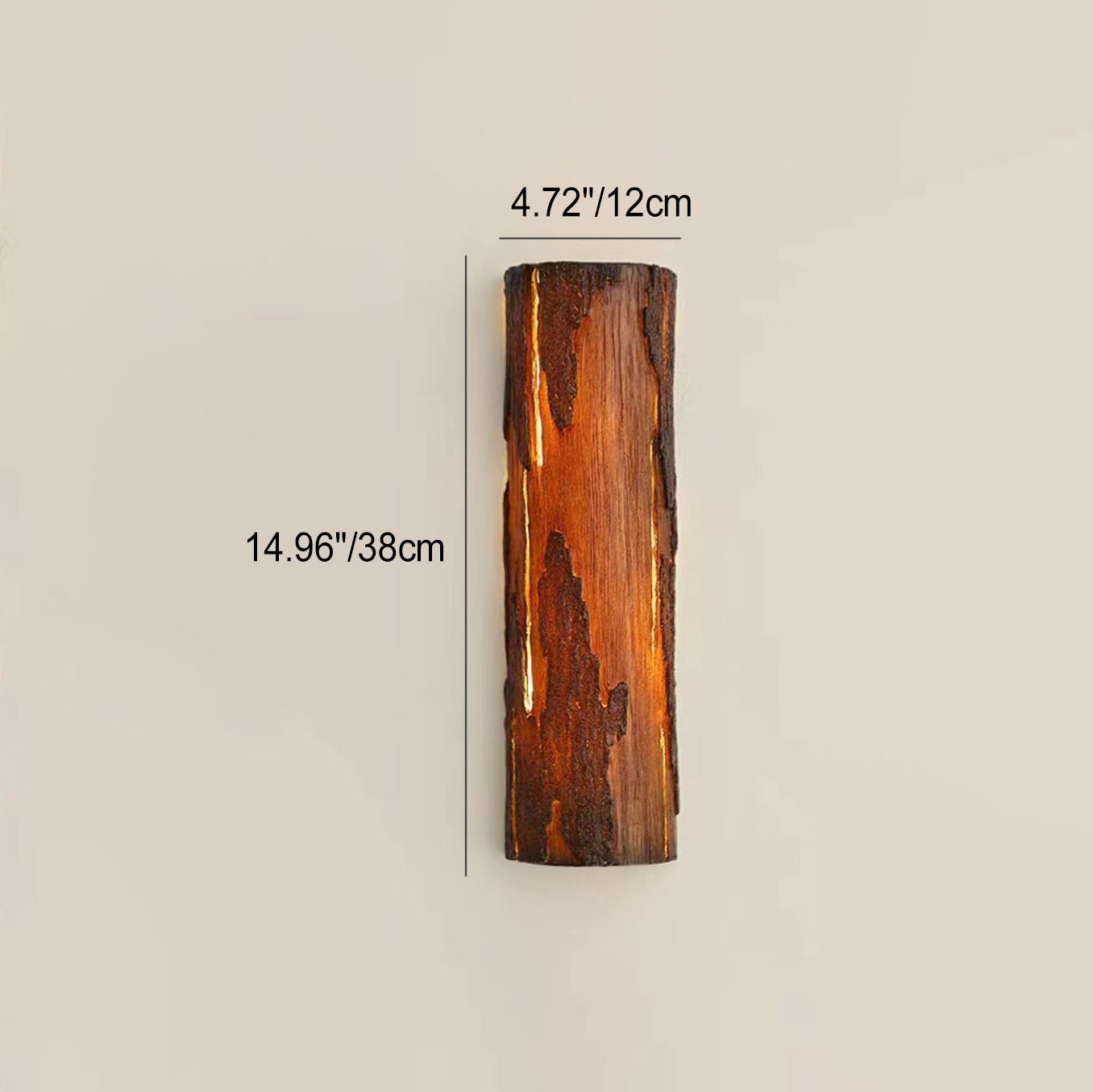 Contemporary Retro Cylinder Faux Rock Stump Resin LED Wall Sconce Lamp For Living Room