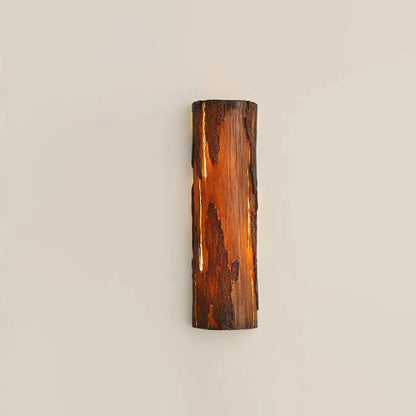 Contemporary Retro Cylinder Faux Rock Stump Resin LED Wall Sconce Lamp For Living Room