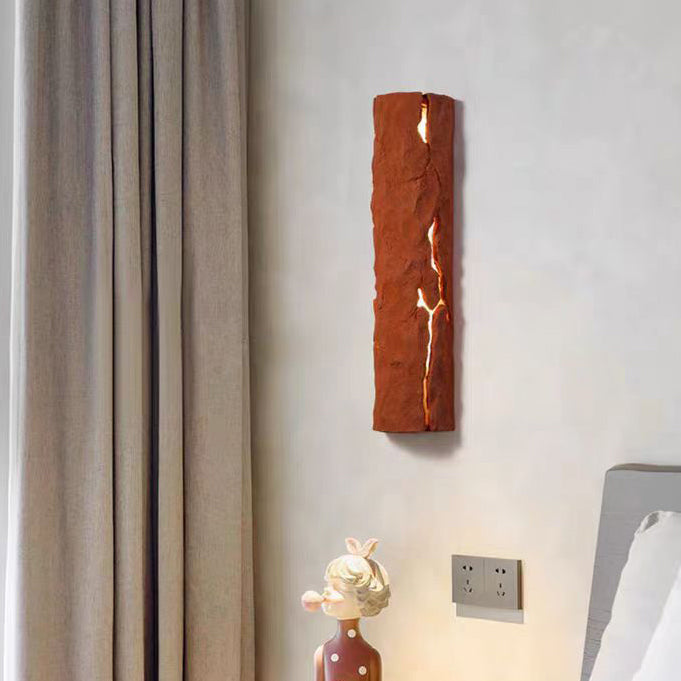 Contemporary Retro Cylinder Faux Rock Stump Resin LED Wall Sconce Lamp For Living Room