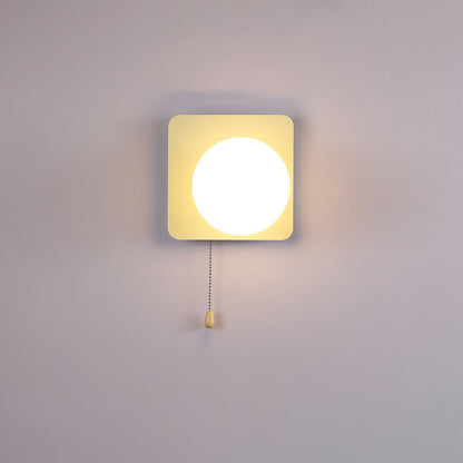 Modern Minimalist Round Square Triangle Orb Iron Glass 1-Light Wall Sconce Lamp For Living Room