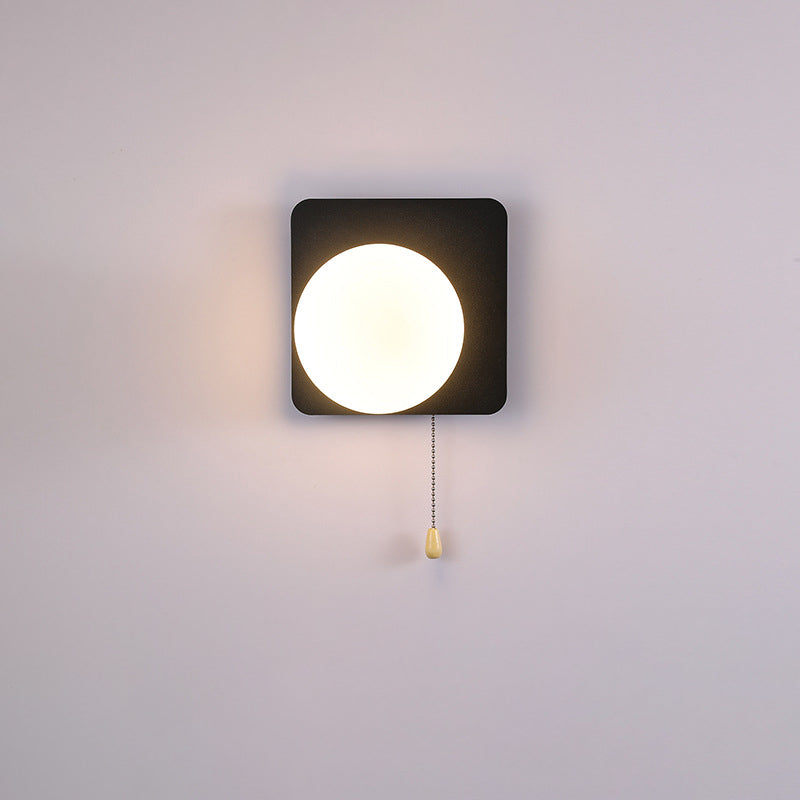 Modern Minimalist Round Square Triangle Orb Iron Glass 1-Light Wall Sconce Lamp For Living Room