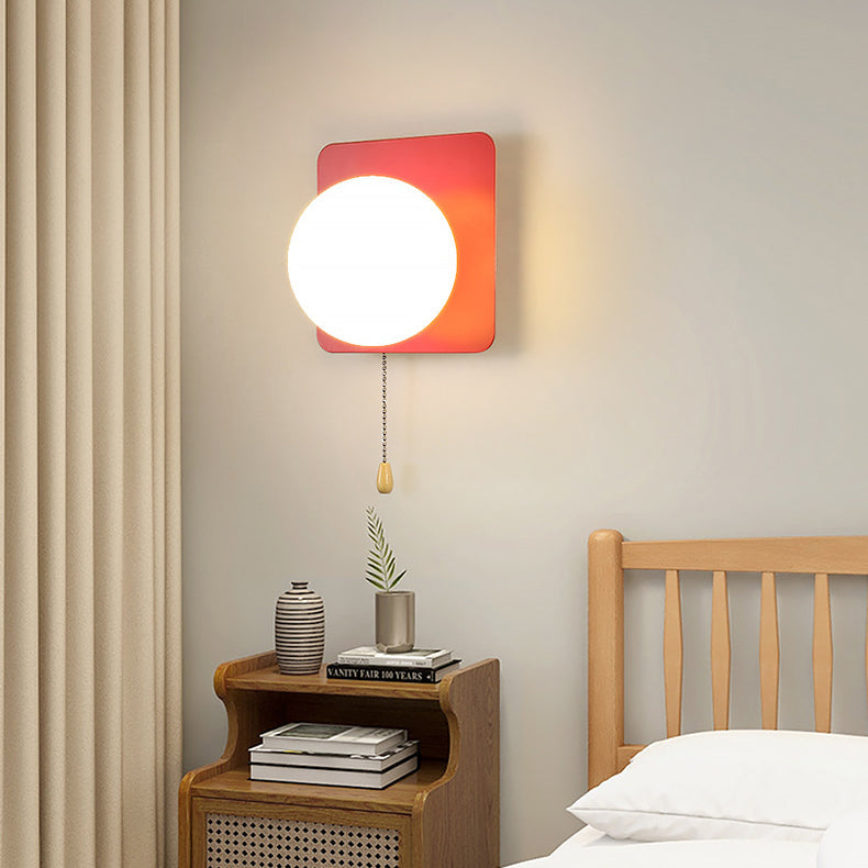 Modern Minimalist Round Square Triangle Orb Iron Glass 1-Light Wall Sconce Lamp For Living Room