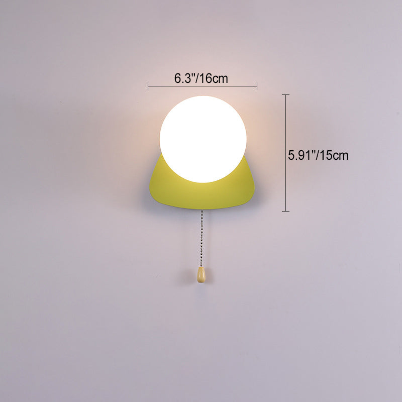 Modern Minimalist Round Square Triangle Orb Iron Glass 1-Light Wall Sconce Lamp For Living Room