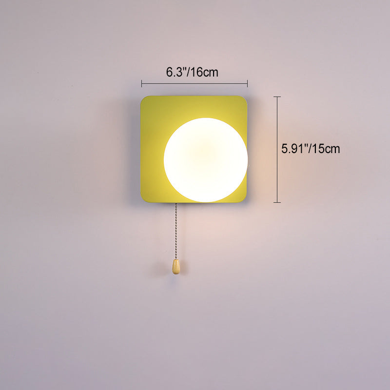 Modern Minimalist Round Square Triangle Orb Iron Glass 1-Light Wall Sconce Lamp For Living Room