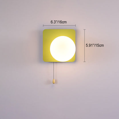 Modern Minimalist Round Square Triangle Orb Iron Glass 1-Light Wall Sconce Lamp For Living Room