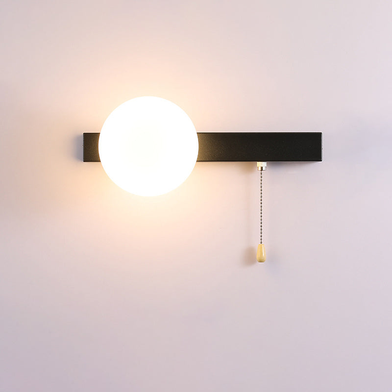 Modern Minimalist Round Square Triangle Orb Iron Glass 1-Light Wall Sconce Lamp For Living Room