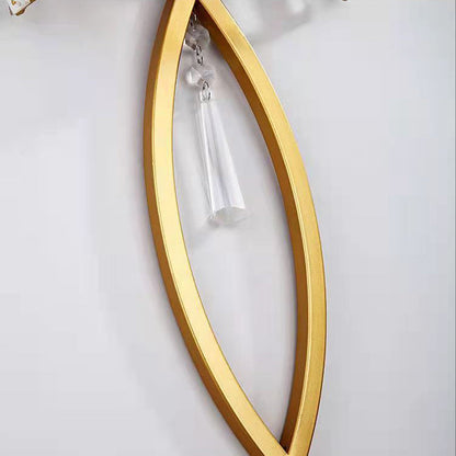 Modern Luxury Half Circle Striped Iron Crystal 2-Light Wall Sconce Lamp For Living Room