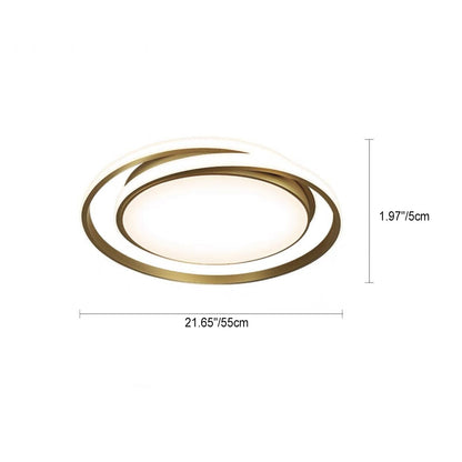 Modern Luxury Round Circle Copper Acrylic LED Flush Mount Ceiling Light For Bedroom