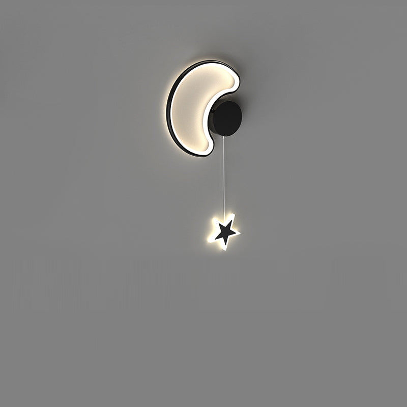 مصباح حائط LED من الأكريليك والألومنيوم والحديد بتصميم آرت ديكو حديث على شكل نجوم وغيوم وقمر لغرفة النوم 