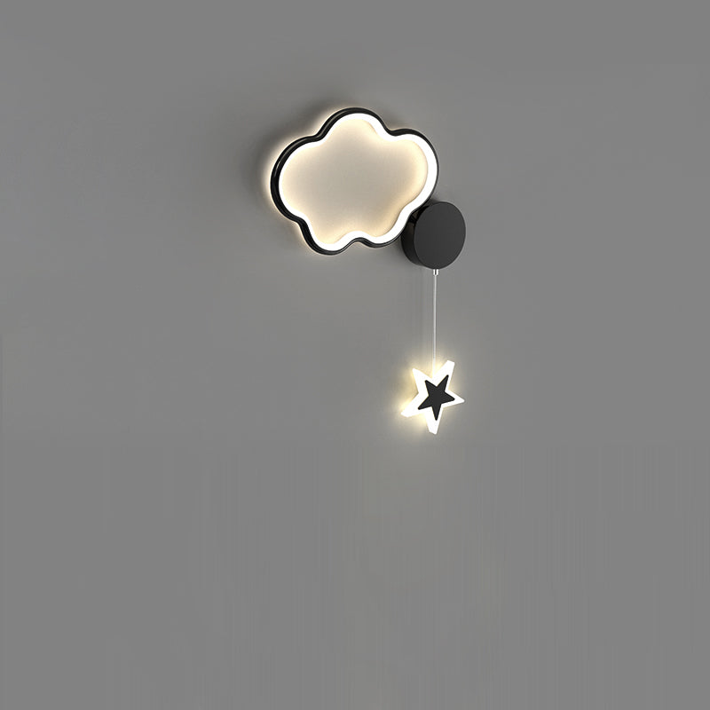 مصباح حائط LED من الأكريليك والألومنيوم والحديد بتصميم آرت ديكو حديث على شكل نجوم وغيوم وقمر لغرفة النوم 
