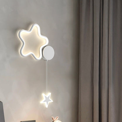 مصباح حائط LED من الأكريليك والألومنيوم والحديد بتصميم آرت ديكو حديث على شكل نجوم وغيوم وقمر لغرفة النوم 