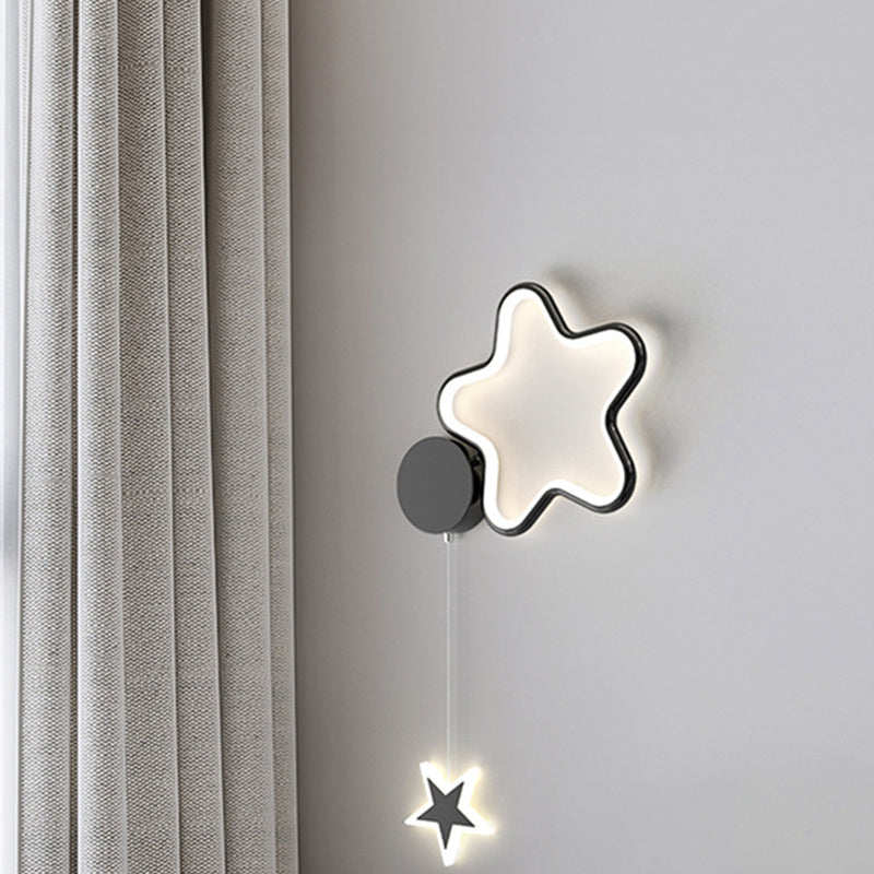 مصباح حائط LED من الأكريليك والألومنيوم والحديد بتصميم آرت ديكو حديث على شكل نجوم وغيوم وقمر لغرفة النوم 