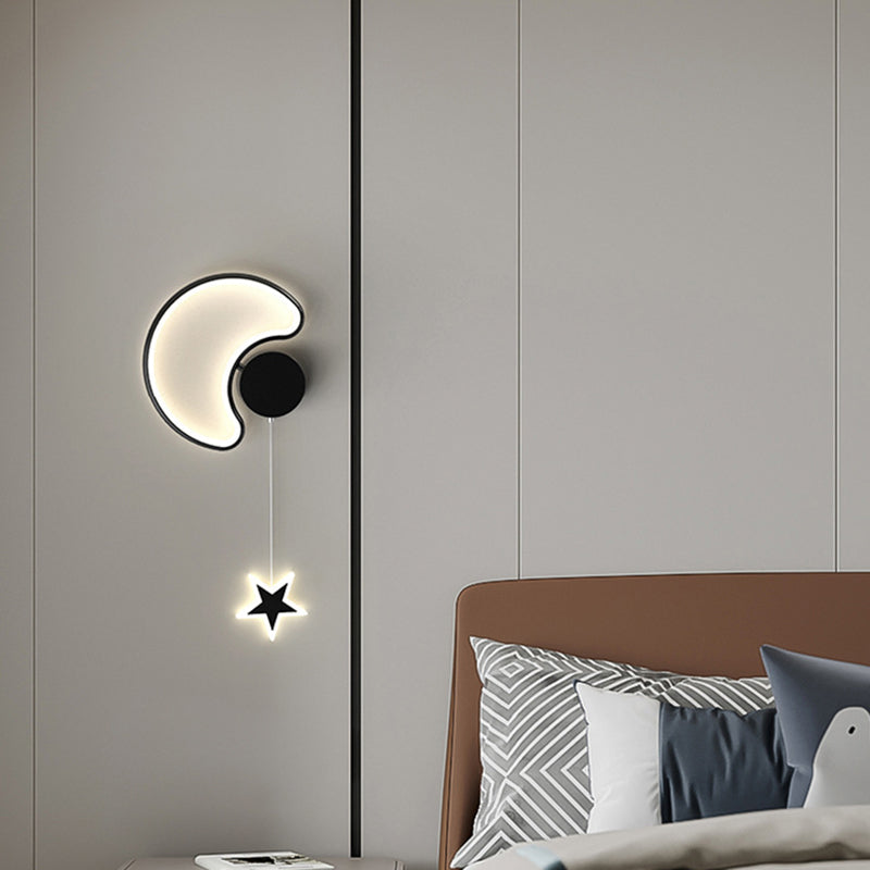 مصباح حائط LED من الأكريليك والألومنيوم والحديد بتصميم آرت ديكو حديث على شكل نجوم وغيوم وقمر لغرفة النوم 