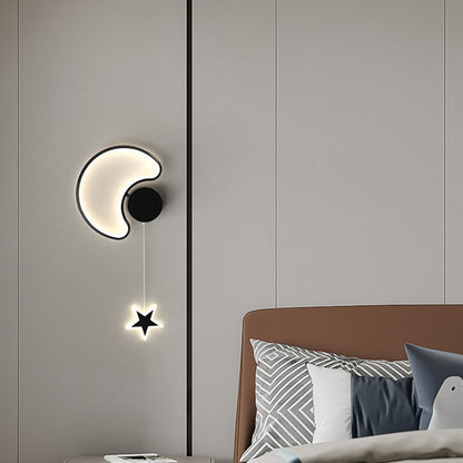 مصباح حائط LED من الأكريليك والألومنيوم والحديد بتصميم آرت ديكو حديث على شكل نجوم وغيوم وقمر لغرفة النوم 