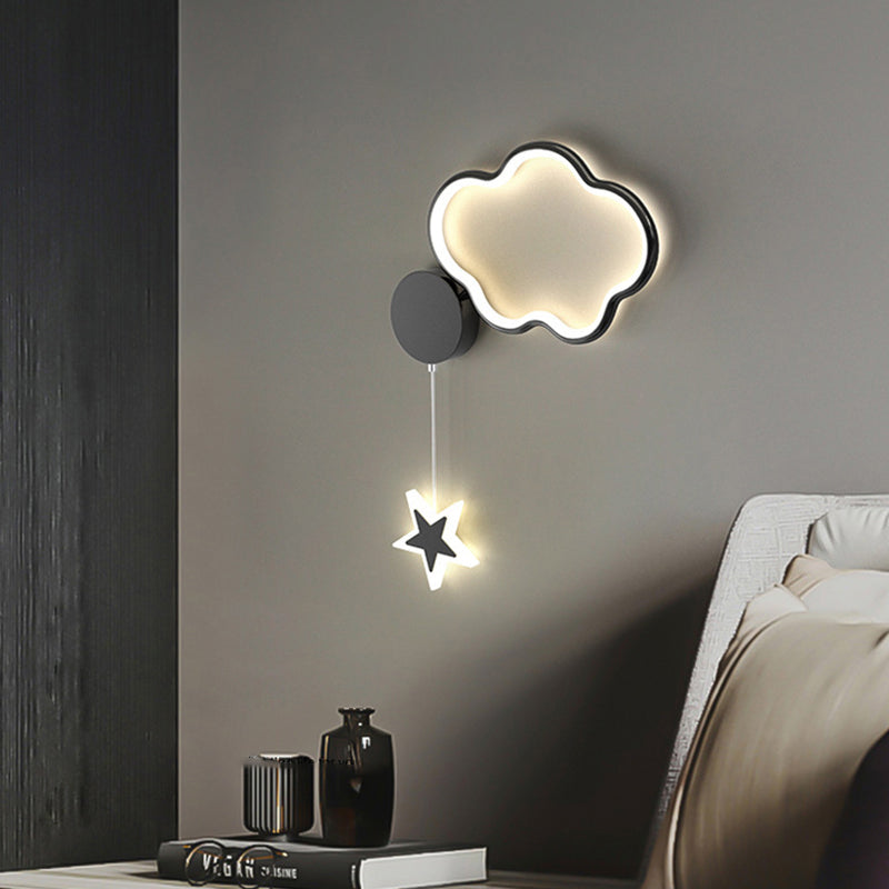 مصباح حائط LED من الأكريليك والألومنيوم والحديد بتصميم آرت ديكو حديث على شكل نجوم وغيوم وقمر لغرفة النوم 