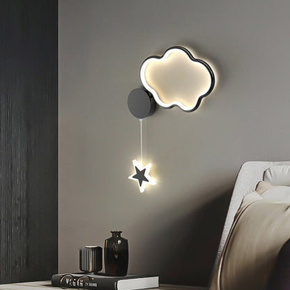 مصباح حائط LED من الأكريليك والألومنيوم والحديد بتصميم آرت ديكو حديث على شكل نجوم وغيوم وقمر لغرفة النوم 