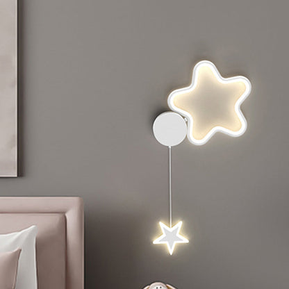 مصباح حائط LED من الأكريليك والألومنيوم والحديد بتصميم آرت ديكو حديث على شكل نجوم وغيوم وقمر لغرفة النوم 