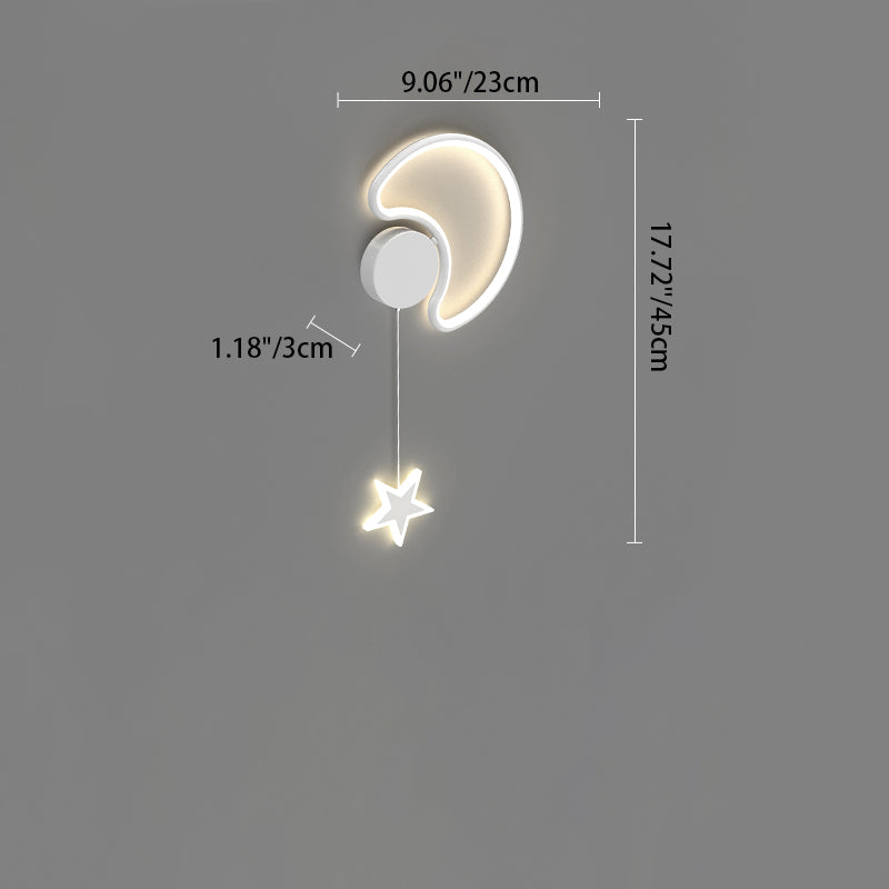 مصباح حائط LED من الأكريليك والألومنيوم والحديد بتصميم آرت ديكو حديث على شكل نجوم وغيوم وقمر لغرفة النوم 
