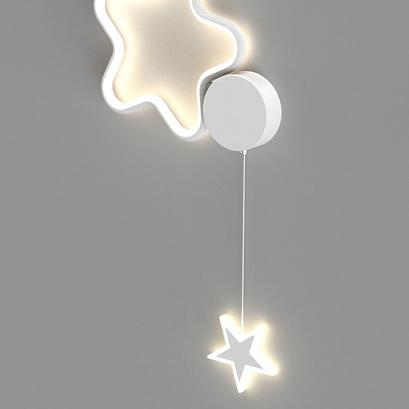 مصباح حائط LED من الأكريليك والألومنيوم والحديد بتصميم آرت ديكو حديث على شكل نجوم وغيوم وقمر لغرفة النوم 