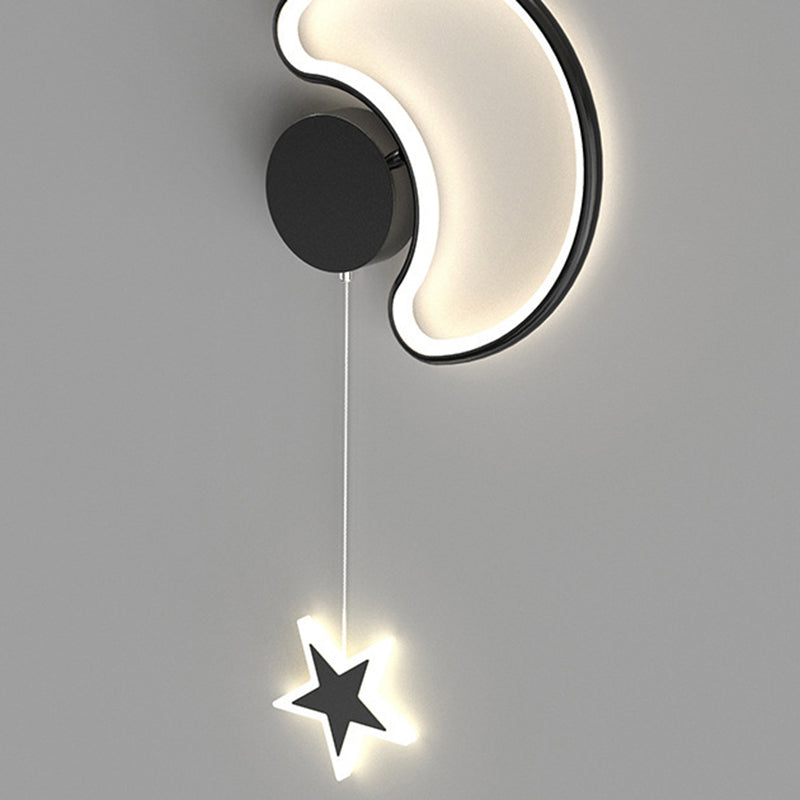 مصباح حائط LED من الأكريليك والألومنيوم والحديد بتصميم آرت ديكو حديث على شكل نجوم وغيوم وقمر لغرفة النوم 