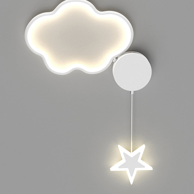 مصباح حائط LED من الأكريليك والألومنيوم والحديد بتصميم آرت ديكو حديث على شكل نجوم وغيوم وقمر لغرفة النوم 