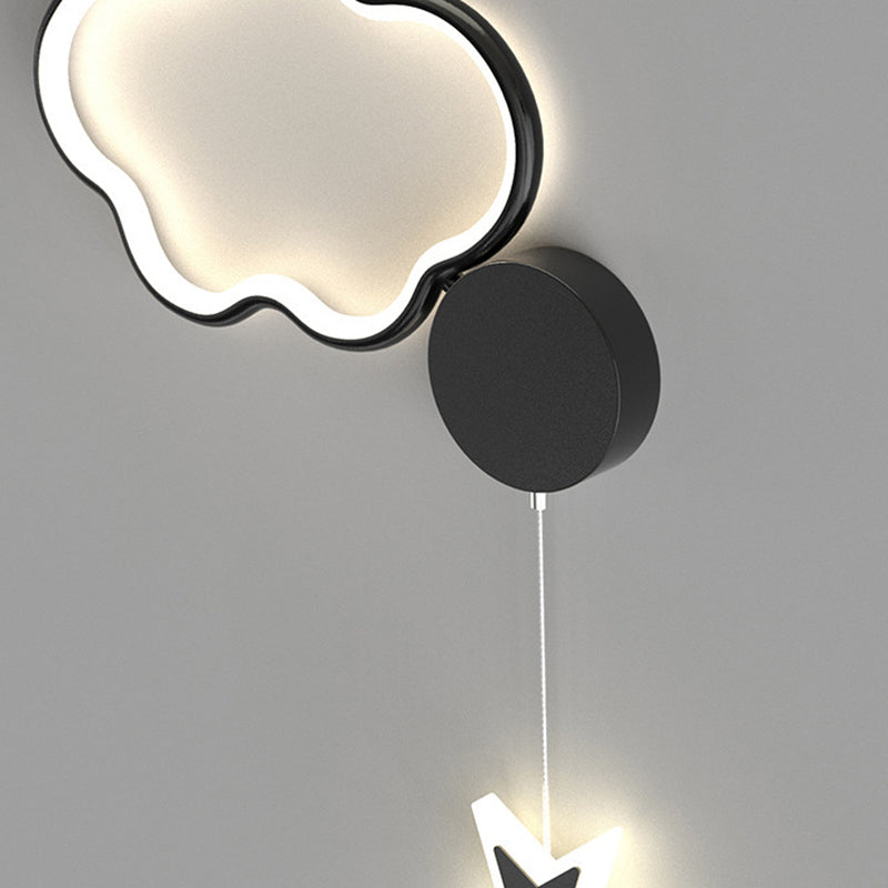 مصباح حائط LED من الأكريليك والألومنيوم والحديد بتصميم آرت ديكو حديث على شكل نجوم وغيوم وقمر لغرفة النوم 