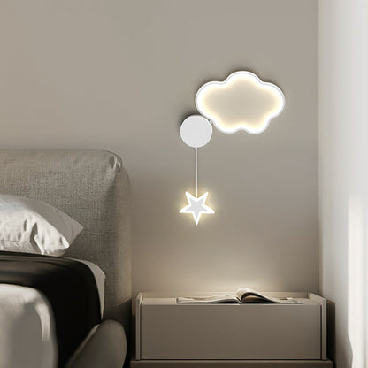 مصباح حائط LED من الأكريليك والألومنيوم والحديد بتصميم آرت ديكو حديث على شكل نجوم وغيوم وقمر لغرفة النوم 