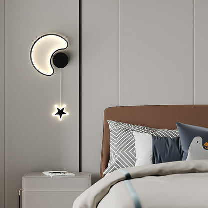 مصباح حائط LED من الأكريليك والألومنيوم والحديد بتصميم آرت ديكو حديث على شكل نجوم وغيوم وقمر لغرفة النوم 
