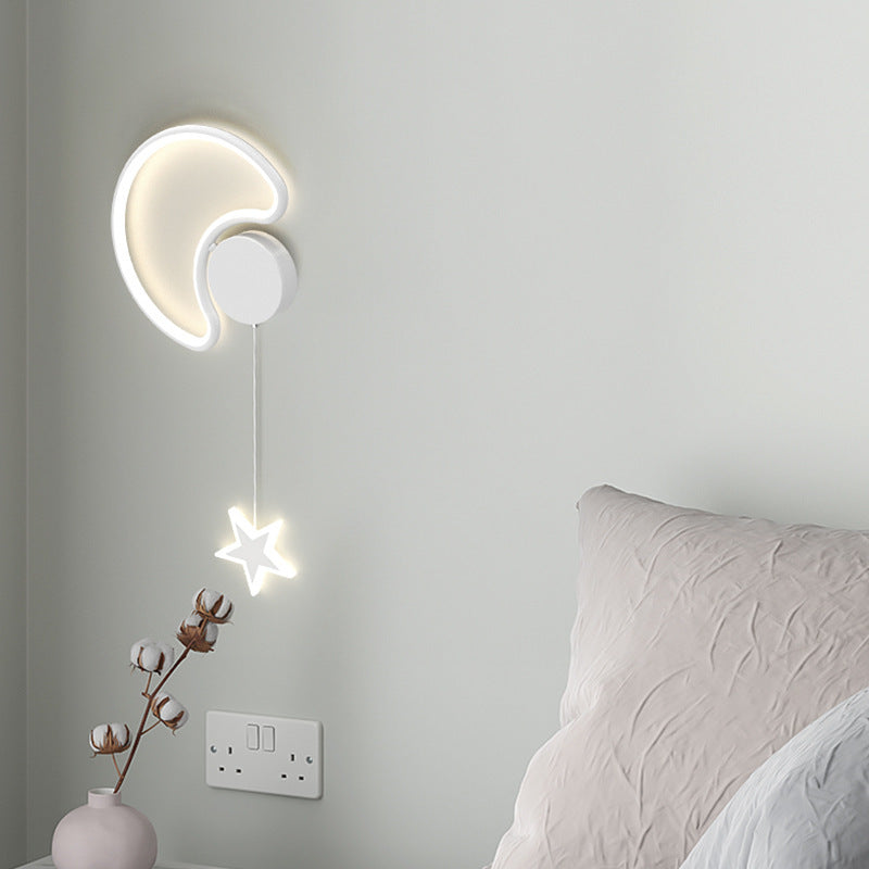 مصباح حائط LED من الأكريليك والألومنيوم والحديد بتصميم آرت ديكو حديث على شكل نجوم وغيوم وقمر لغرفة النوم 