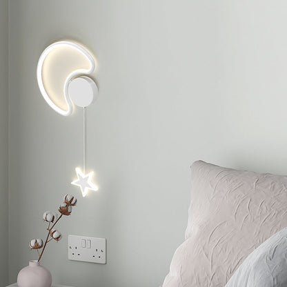 مصباح حائط LED من الأكريليك والألومنيوم والحديد بتصميم آرت ديكو حديث على شكل نجوم وغيوم وقمر لغرفة النوم 