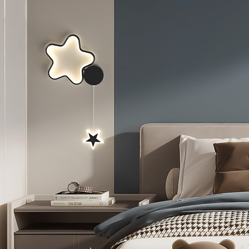 مصباح حائط LED من الأكريليك والألومنيوم والحديد بتصميم آرت ديكو حديث على شكل نجوم وغيوم وقمر لغرفة النوم 
