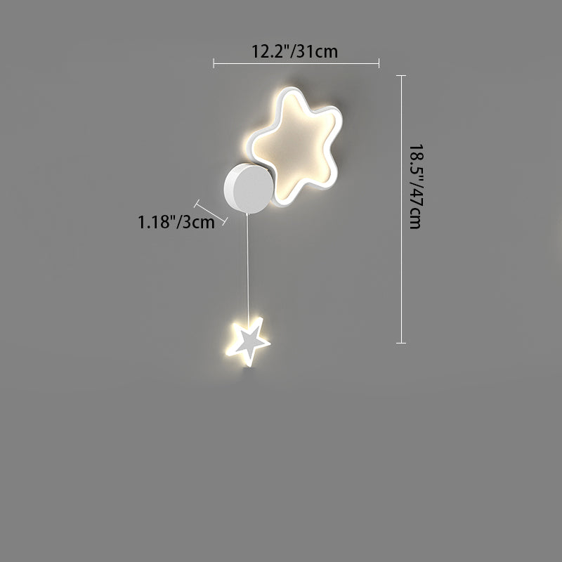 مصباح حائط LED من الأكريليك والألومنيوم والحديد بتصميم آرت ديكو حديث على شكل نجوم وغيوم وقمر لغرفة النوم 