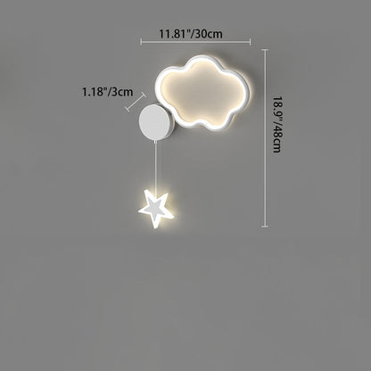 مصباح حائط LED من الأكريليك والألومنيوم والحديد بتصميم آرت ديكو حديث على شكل نجوم وغيوم وقمر لغرفة النوم 