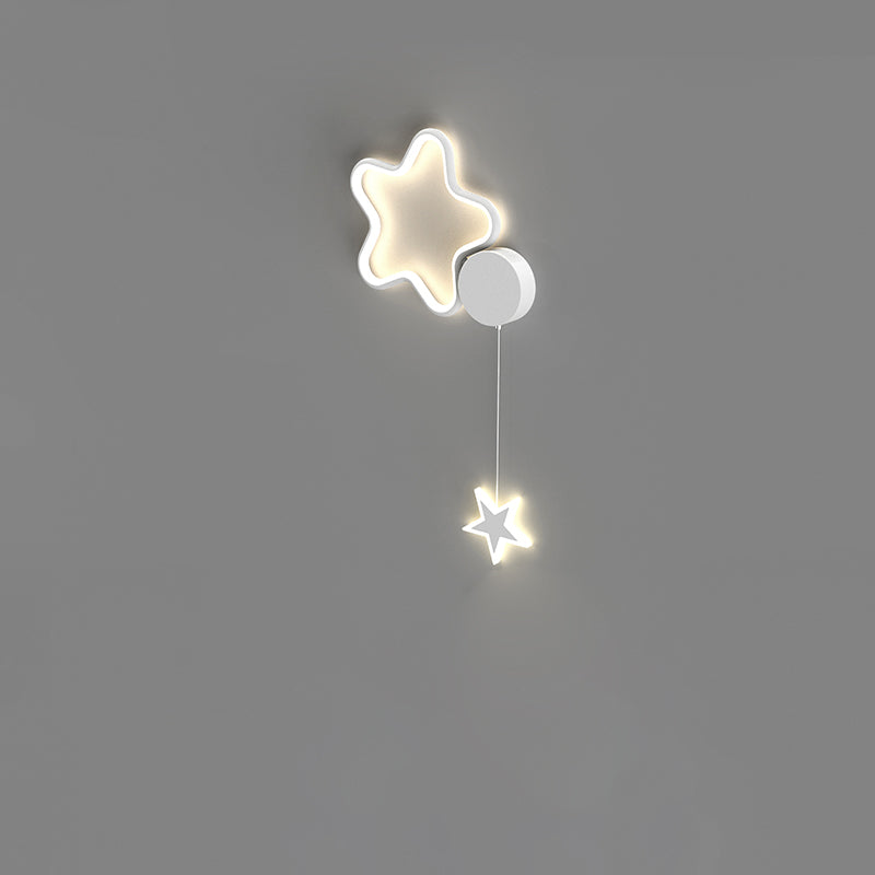 مصباح حائط LED من الأكريليك والألومنيوم والحديد بتصميم آرت ديكو حديث على شكل نجوم وغيوم وقمر لغرفة النوم 