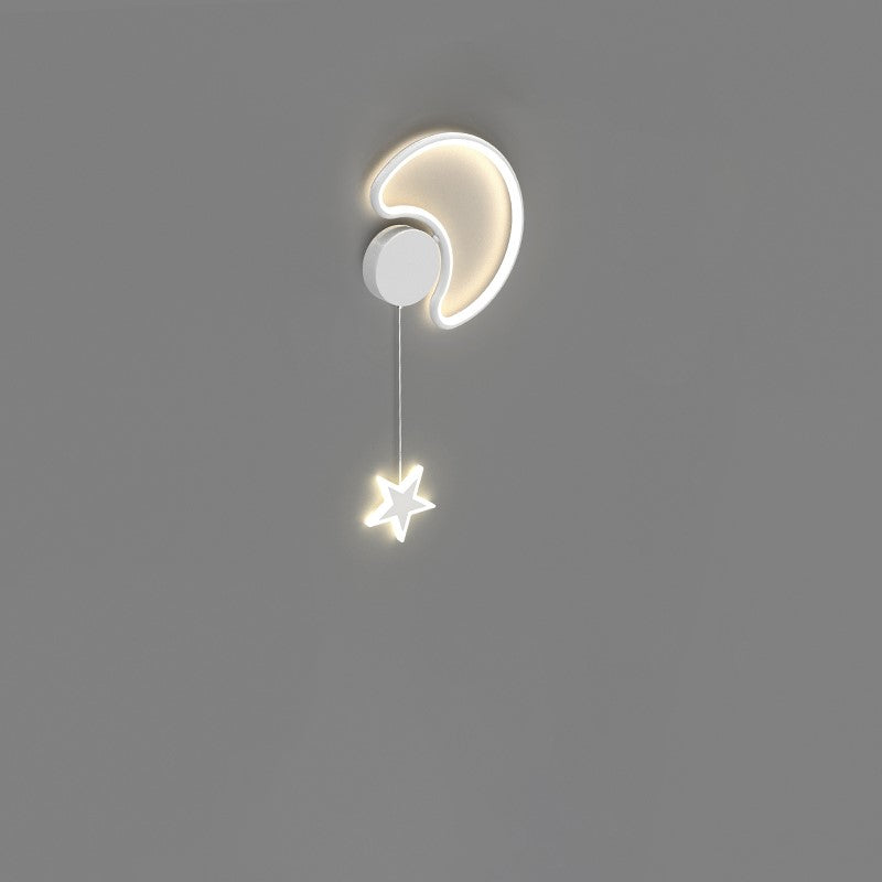 مصباح حائط LED من الأكريليك والألومنيوم والحديد بتصميم آرت ديكو حديث على شكل نجوم وغيوم وقمر لغرفة النوم 