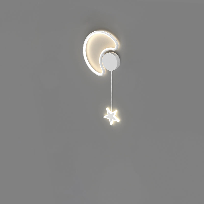 مصباح حائط LED من الأكريليك والألومنيوم والحديد بتصميم آرت ديكو حديث على شكل نجوم وغيوم وقمر لغرفة النوم 