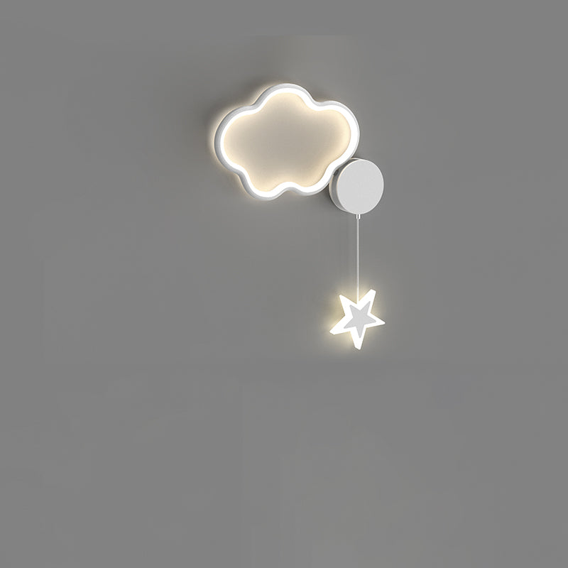 مصباح حائط LED من الأكريليك والألومنيوم والحديد بتصميم آرت ديكو حديث على شكل نجوم وغيوم وقمر لغرفة النوم 