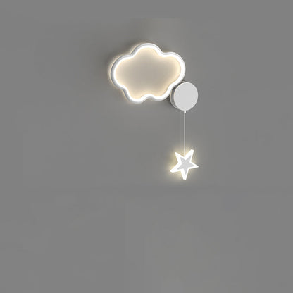 مصباح حائط LED من الأكريليك والألومنيوم والحديد بتصميم آرت ديكو حديث على شكل نجوم وغيوم وقمر لغرفة النوم 
