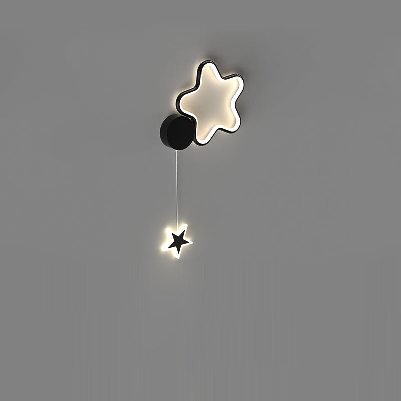 مصباح حائط LED من الأكريليك والألومنيوم والحديد بتصميم آرت ديكو حديث على شكل نجوم وغيوم وقمر لغرفة النوم 