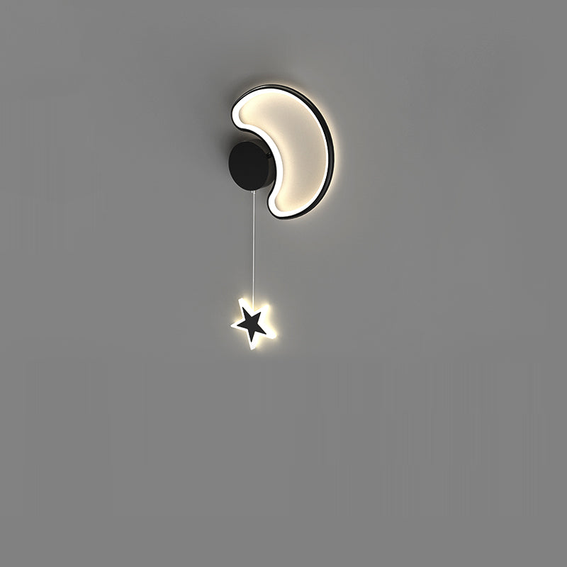 مصباح حائط LED من الأكريليك والألومنيوم والحديد بتصميم آرت ديكو حديث على شكل نجوم وغيوم وقمر لغرفة النوم 