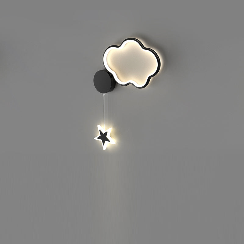 مصباح حائط LED من الأكريليك والألومنيوم والحديد بتصميم آرت ديكو حديث على شكل نجوم وغيوم وقمر لغرفة النوم 