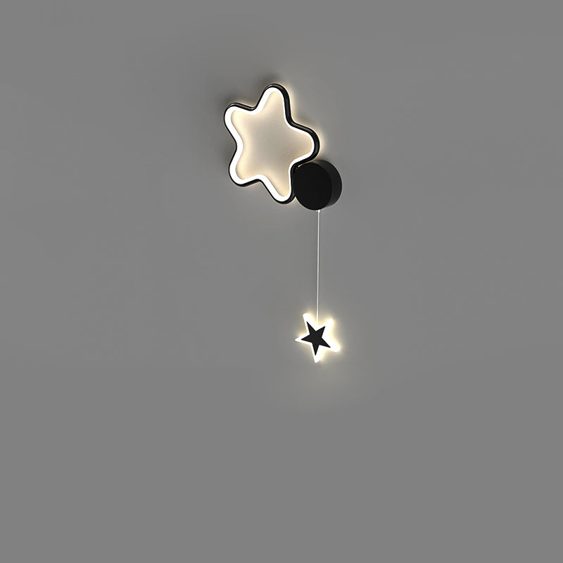 مصباح حائط LED من الأكريليك والألومنيوم والحديد بتصميم آرت ديكو حديث على شكل نجوم وغيوم وقمر لغرفة النوم 