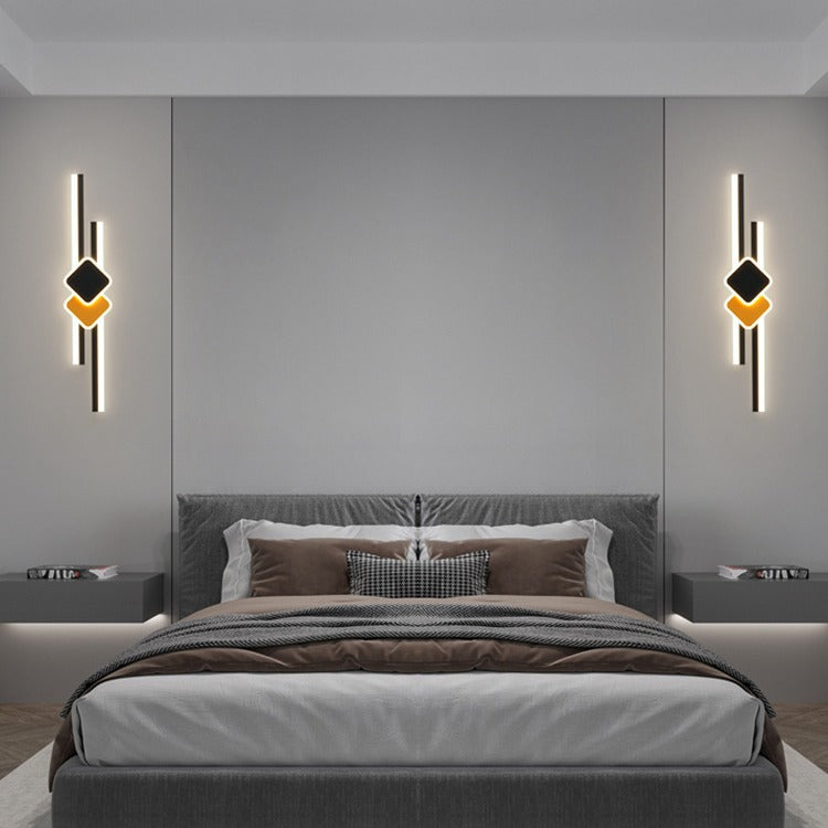 مصباح حائط LED بتصميم مستطيل عصري بسيط لغرفة النوم مصنوع من الأكريليك 