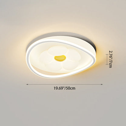 Contemporary Creative Round Square Flower Wave Aluminum PE Plastic Shade LED Flush Mount Ceiling Light For Bedroom