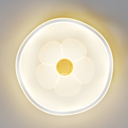 Contemporary Creative Round Square Flower Wave Aluminum PE Plastic Shade LED Flush Mount Ceiling Light For Bedroom