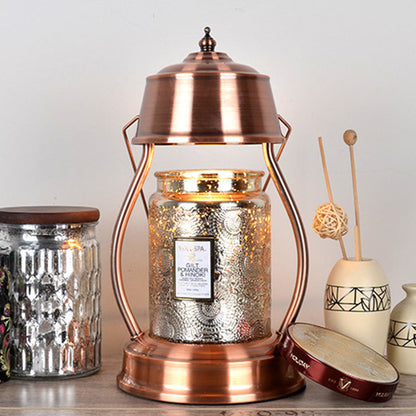 Contemporary Creative Round Lantern Shape Iron 1-Light Aroma Melt Wax Table Lamp For Bedroom