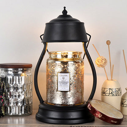 Contemporary Creative Round Lantern Shape Iron 1-Light Aroma Melt Wax Table Lamp For Bedroom