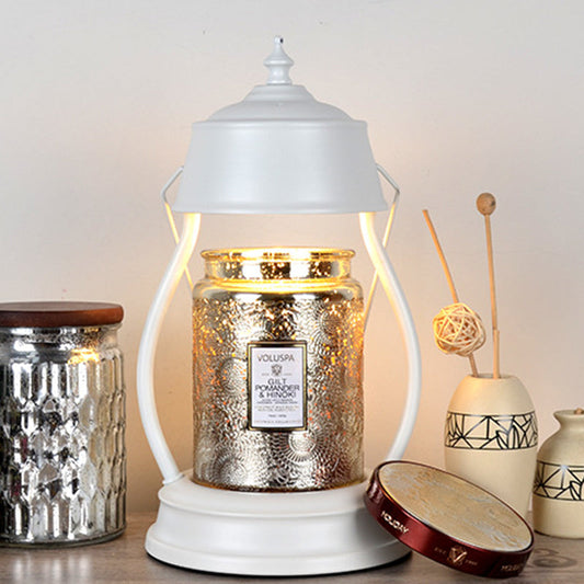 Contemporary Creative Round Lantern Shape Iron 1-Light Aroma Melt Wax Table Lamp For Bedroom